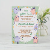 Two little boos boy, girl halloween baby shower einladung (Stehend Vorderseite)