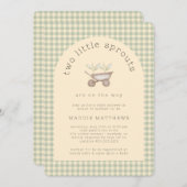 Two Little Sprouts are on the Way Baby Shower Einladung (Vorne/Hinten)