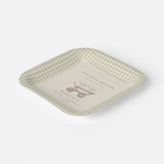 Two Little Sprouts are on the Way Baby Shower  Pappteller (Gewinkelt)