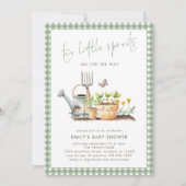 Two Little Sprouts Twins Sage Gingham Baby Shower Einladung (Vorderseite)
