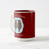 Two Lovely Cute Otters Custom Name Valentine's Day Zweifarbige Tasse (Vorderseite Links)