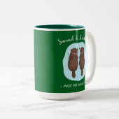 Two Lovely Cute Otters Custom Name Valentine's Day Zweifarbige Tasse (VorderseiteRechts)