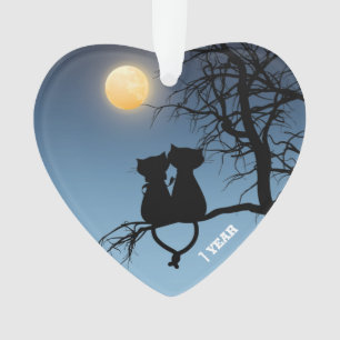 "Two Lovers Cat Anniversary Paper Hört Ornament