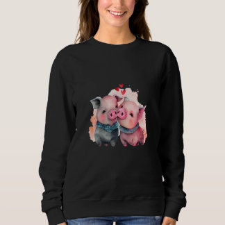 Two Loving Pigs In Love Heart Valentine's Day Pig Sweatshirt