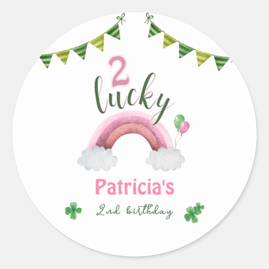 Two Lucky 2nd Birthday Runder Aufkleber (Vorderseite)