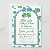 Two Lucky Charms Clovers Boy Twins Baby Shower Einladung (Vorderseite)
