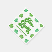 Two Lucky Green Shamrock Clover 2nd Birthday Party Serviette (Ecke)