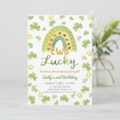 Two Lucky St Patrick's 2nd Birthday Invitation Einladung (Stehend Vorderseite)