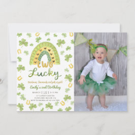 Two Lucky St Patrick's 2nd Birthday Invitation Einladung