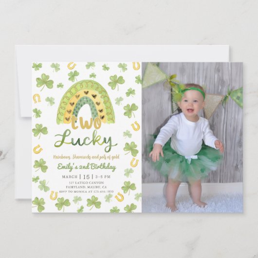 Two Lucky St Patrick's 2nd Birthday Invitation Einladung (Vorderseite)