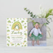 Two Lucky St Patrick's 2nd Birthday Invitation Einladung (Stehend Vorderseite)