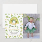 Two Lucky St Patrick's 2nd Birthday Invitation Einladung (Vorne/Hinten)