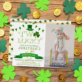 Two Lucky St. Patrick's Day 2. Geburtstag Real Folieneinladung