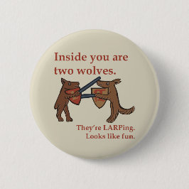 Two Medieval Wolves Button