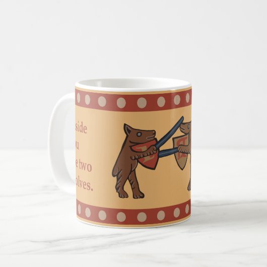 Two Medieval Wolves Coffee Mug Kaffeetasse (Vorderseite Links)