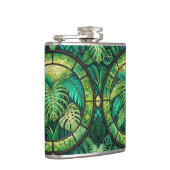 Two metal flasks with vibrant green tropical  flachmann (Rechts)