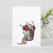 Two MICE Stealing Cherries, Bucket of Cherries Art Einladung (Stehend Vorderseite)