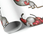 Two MICE Stealing Cherries, Bucket of Cherries Art Geschenkpapier (Rolleneckpunkt)