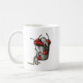 Two MICE Stealing Cherries, Bucket of Cherries Art Kaffeetasse (Links)