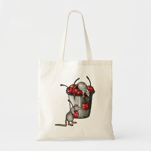 Two MICE Stealing Cherries, Bucket of Cherries Art Tragetasche (Vorne)