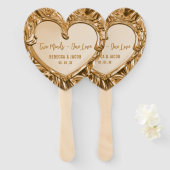 Two Minds One Liebe Gold Metal Heart Wedding Fächer (Vorne und Hinten)