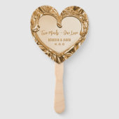 Two Minds One Liebe Gold Metal Heart Wedding Fächer (Vorderseite)