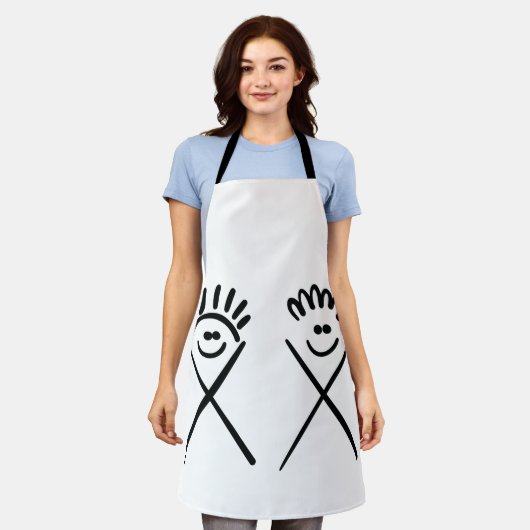 Two Minimal Friends – Line Art Schürze (Getragen)