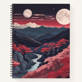 Two Moons Over The Mountains Spiral Bullet Journal Notizblock