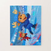 Two Moose Speed Skating on an Icy Track Puzzle (Vertikal)