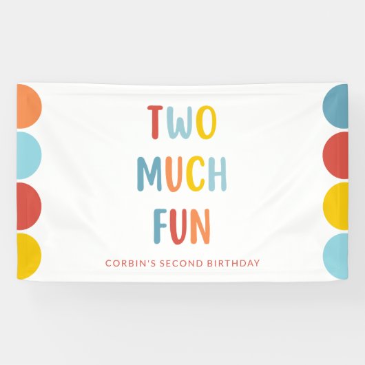 Two Much Fun 2nd Birthday Party Banner (Horizontal)