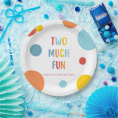 Two Much Fun Colorful 2nd Birthday Party Plates Pappteller (Party)