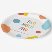 Two Much Fun Colorful 2nd Birthday Party Plates Pappteller (Schrägansicht)