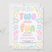 Two Much Fun Confetti Balloon 2nd Birthday Einladung (Vorderseite)