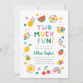 Two Much Fun Invite, Girls Second Birthday  Einladung (Vorderseite)