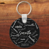 Two names couple pattern monogram black grey white schlüsselanhänger (Vorderseite)