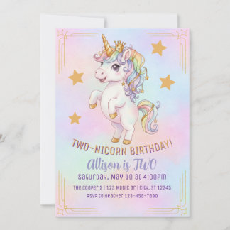 TWO-nicorn, 2nd Birthday Einladung