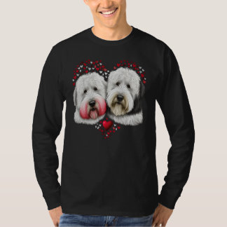 Two Old English Sheepdogs Valentines Day Love Coup T-Shirt