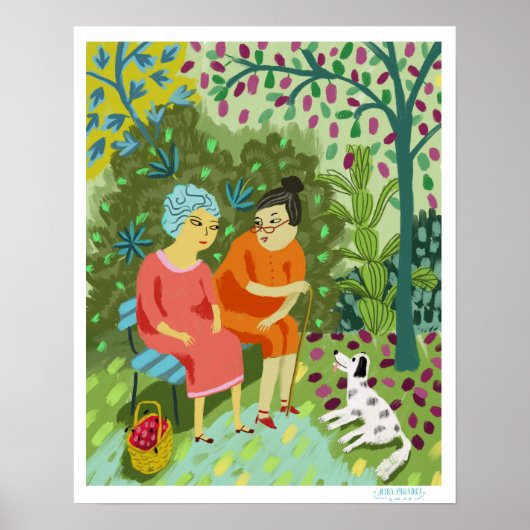 two old ladies chatting on a bench poster (Vorne)
