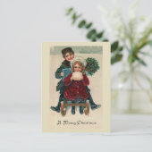 "Two on a Christmas Sled" Postkarte (Stehend Vorderseite)