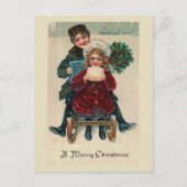"Two on a Christmas Sled" Postkarte (Vorderseite)