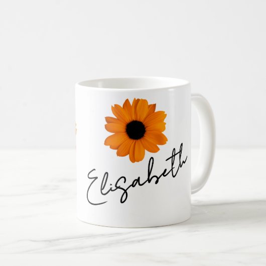 Two Orange Daisies and Your Name / Message Kaffeetasse (VorderseiteRechts)