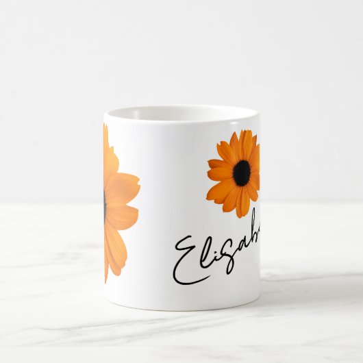 Two Orange Daisies and Your Name / Message Kaffeetasse (Mittel)
