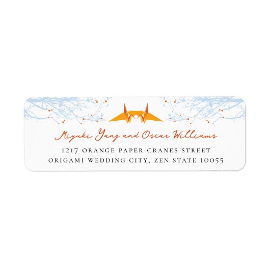 Two Origami Orange Cranes Asian Wedding Address (Vorne)