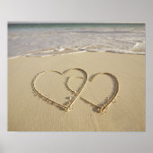 Two overlying hearts drawn on the beach poster (Vorne)