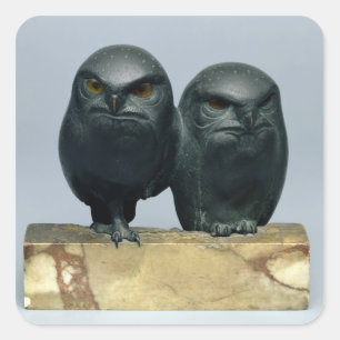 Two Owls, 1903-04 Quadratischer Aufkleber