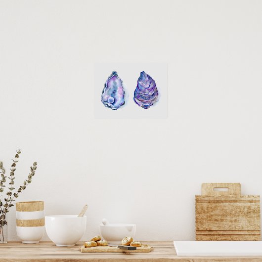 Two oyster shells with pearl Print Poster (Küche)