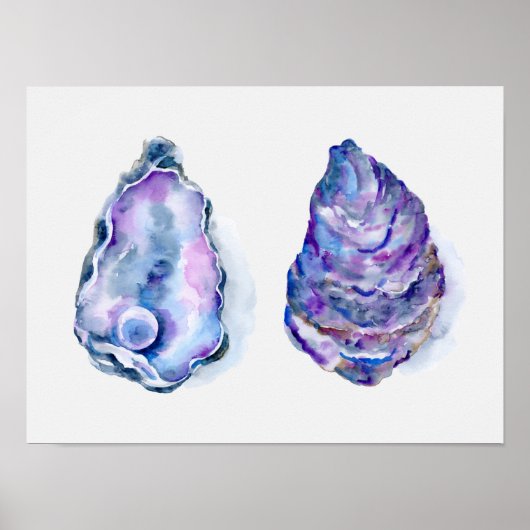Two oyster shells with pearl Print Poster (Vorne)