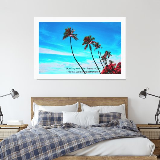 Two Palm Trees Wall Art | Tropical Minimalist Leinwanddruck (Insitu (Schlafzimmer))