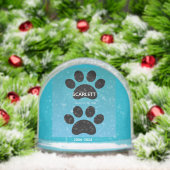 Two Paw Prints Memorial, Teal to Blue Schneekugeln (Weihnachten)
