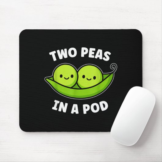 Two Peas In A Pod Cute Kawaii Funny  Mousepad (Mit Mouse)